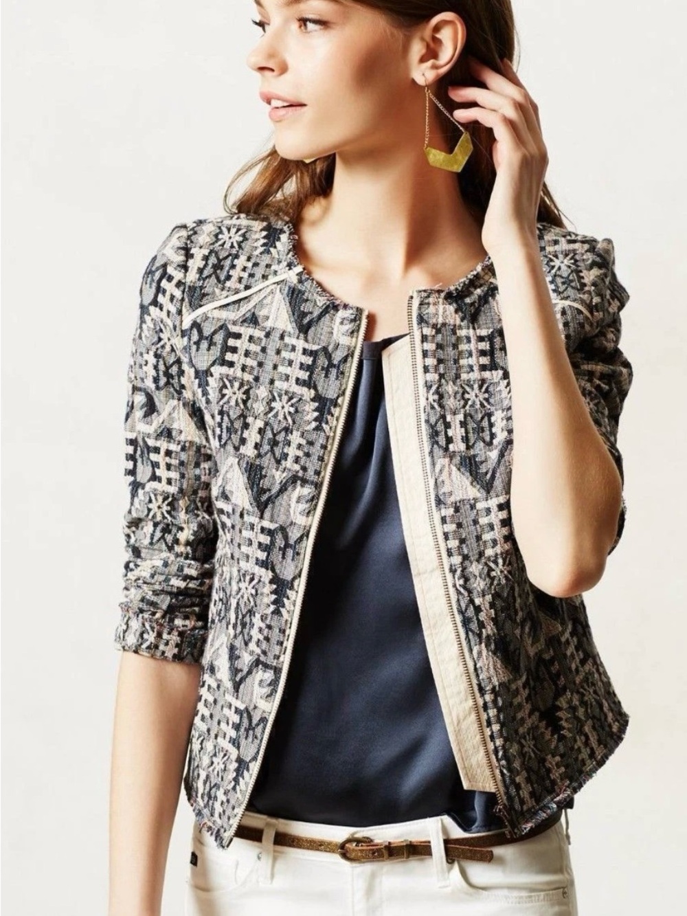 Anthropologie Hei Hei Faifo Textured Jacquard Blazer Jacket